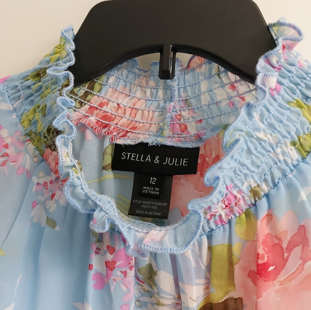 NWT Stella & Julie Floral Dress in Blue and Pink - Picture 4 of 12